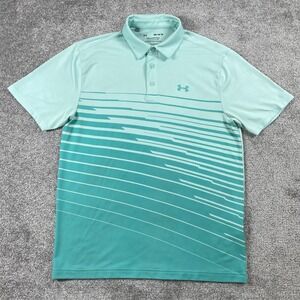 Under Armour Polo Mens Medium Playoff Heat Gear Performance Stretch Golf Stripe